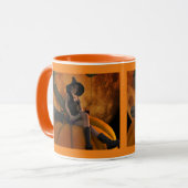 Hexe und Katze auf Giant Pumpkin Tasse (Vorderseite Links)