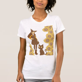 "Hexe und Katze Bella+Leinwand T-Shirt für Frauen