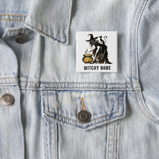 Hexe und Katze Button (Beispiel)