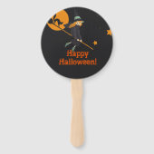 Hexe und Katze Halloween Fächer (Vorderseite)