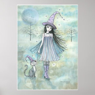Hexe und Katze Halloween Poster von Molly Harrison