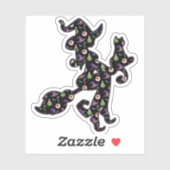 Hexe und Katze, Halloween-Stimmung Aufkleber (Blatt)