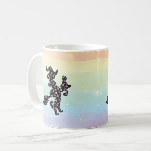 Hexe und Katze, Halloween-Stimmung Kaffeetasse (Vorderseite Links)