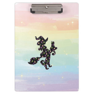 Hexe und Katze, Halloween-Stimmung Klemmbrett