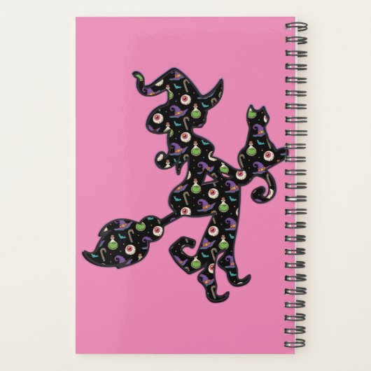 Hexe und Katze, Halloween-Stimmung Planer (Rückseite)