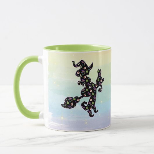 Hexe und Katze, Halloween-Stimmung Tasse (Links)