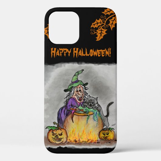 Hexe und Katze, Happy Halloween! Case-Mate iPhone Hülle (Rückseite)