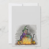 Hexe und Katze, Happy Halloween! Einladung (Rückseite)