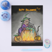 Hexe und Katze, Happy Halloween! Flyer (Einzeln)