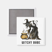 Hexe und Katze Magnet (Vorderseite/Rückseite)