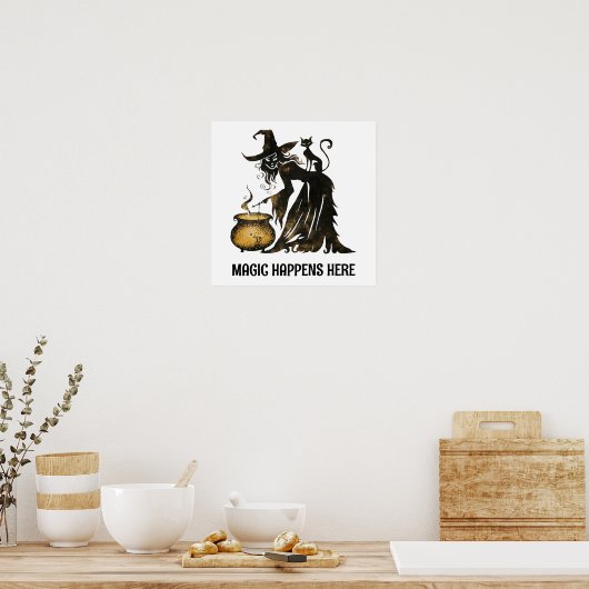 Hexe und Katze Poster (Küche)