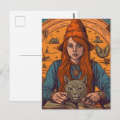 Hexe und Katze Postkarte (Vorne/Hinten)