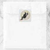 Hexe und Katze Quadratischer Aufkleber (Tasche)