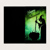 Hexe und Kessel Halloween-Klassenraum Mini-Karte Visitenkarten (Außenseite Aufgefaltet)
