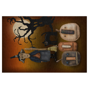 Hexe und Kürbisgewächse Prim Halloween Fat Quarter Stoff