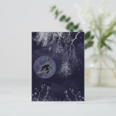 Hexe und Mond in der Nacht Postkarte (Stehend Vorderseite)