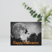 Hexe und MondHalloween - individuell anpassbare Po Postkarte (Stehend Vorderseite)