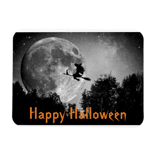 Hexe und MondHalloween Magnet (Horizontal)
