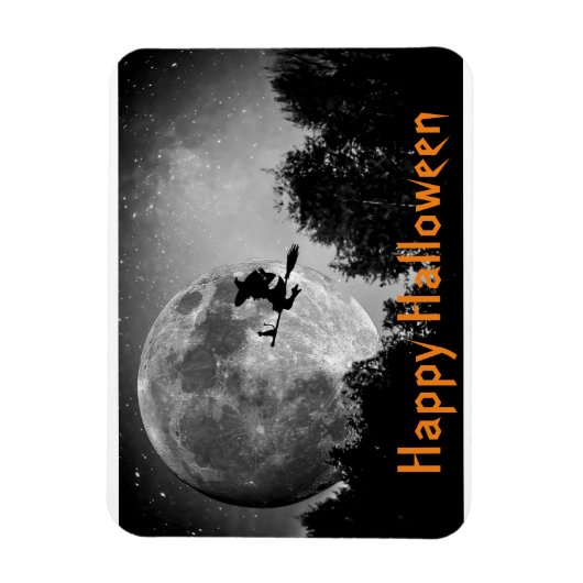 Hexe und MondHalloween Magnet (Vertikal)