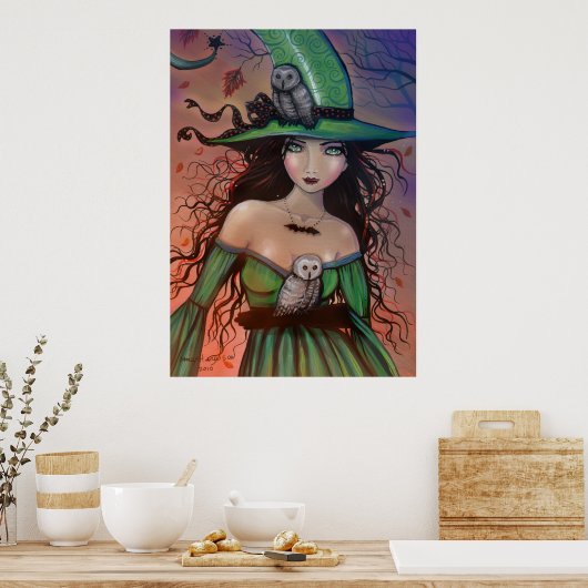 Hexe und Owls Halloween-Poster Poster (Küche)