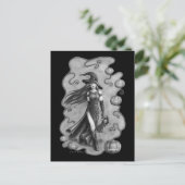 Hexe und Puppe Halloween Postkarte (Stehend Vorderseite)