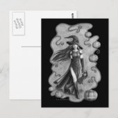 Hexe und Puppe Halloween Postkarte (Vorne/Hinten)