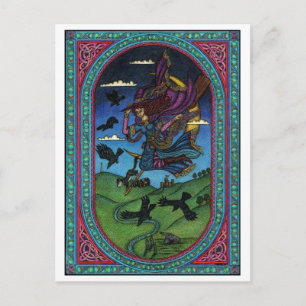 Hexe und Raben Postkarte