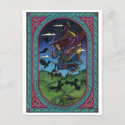 Hexe und Raben Postkarte (Vorderseite)