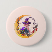 Hexe und Schwarze Katze Button (Vorderseite)