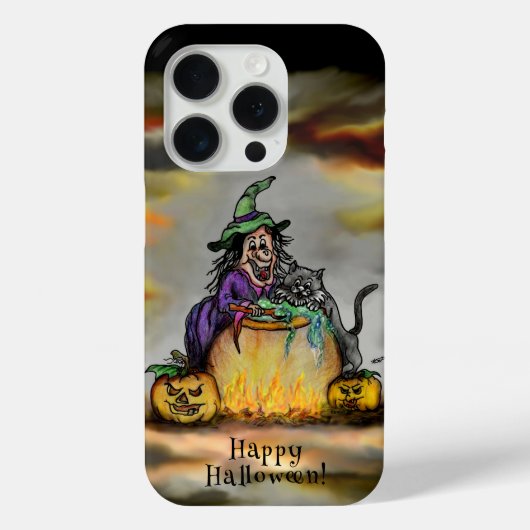 Hexe und schwarze Katze, Happy Halloween! Case-Mate iPhone Hülle (Rückseite)
