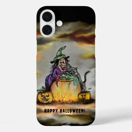 Hexe und schwarze Katze, Happy Halloween! Case-Mate iPhone Hülle (Rückseite)