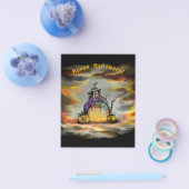 Hexe und schwarze Katze, Happy Halloween! Flyer (Einzeln)