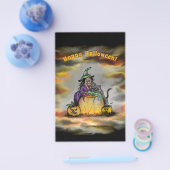 Hexe und schwarze Katze, Happy Halloween! Flyer (Einzeln)