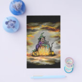 Hexe und schwarze Katze, Happy Halloween! Flyer (Einzeln)