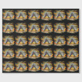 Hexe und schwarze Katze, Happy Halloween! Geschenkpapier (Flach)