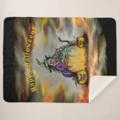 Hexe und schwarze Katze, Happy Halloween! Sherpadecke (Vorderseite (Horizontal))