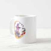 Hexe und Schwarze Katze Kaffeetasse (Vorderseite Links)