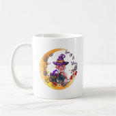 Hexe und Schwarze Katze Kaffeetasse (Links)