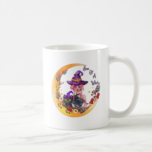 Hexe und Schwarze Katze Kaffeetasse (Rechts)