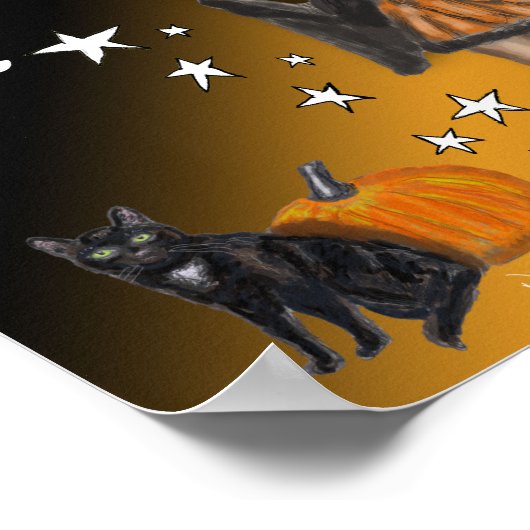 Hexe und Schwarze Katze Poster (Ecke)