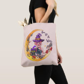 Hexe und Schwarze Katze Tasche (Von Nahem)