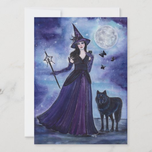 Hexe und schwarzer Wolf von Renee Lavoie (Vorderseite)