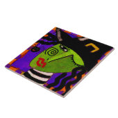 Hexe und Spider Abstrakte Halloween-Kunst Fliese (Seite)