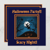 Hexe und Spider auf Web-Halloween-Party Einladung (Vorne/Hinten)