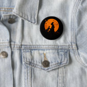 Hexe und süße Katze schwarzes Kätzchen für Hallowe Button (Beispiel)