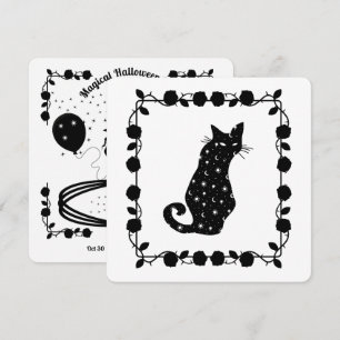 Hexe und Weidenkatze Halloween-Party-Einladung Feiertagskarte