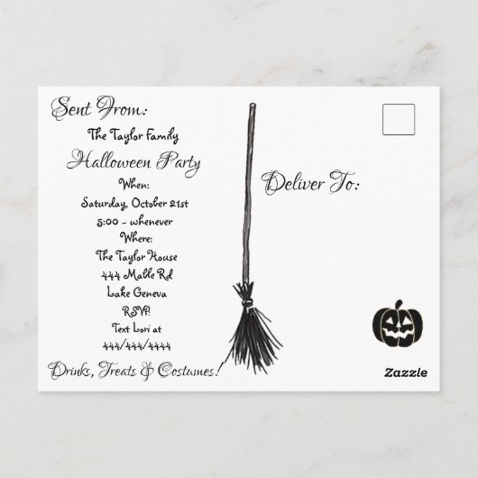 Hexe und Zombie im Wald-Halloween-Party Postkarte (Rückseite)