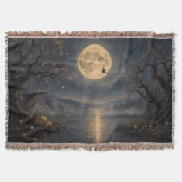 Hexe unter Vollmond-Gothic-Halloween-See Decke
