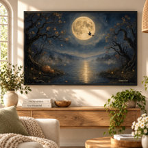 Hexe unter Vollmond-Gothic-Halloween-See