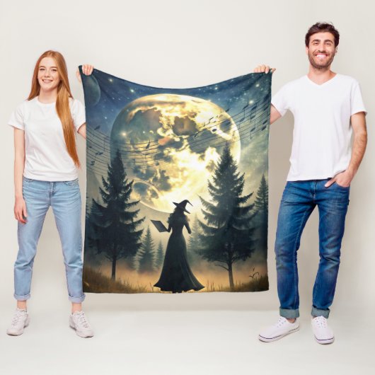 Hexe unter Vollmond verzauberte Nacht Fleecedecke (Beispiel)